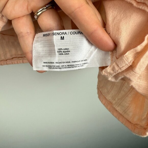 Ella Moss Brianne Eyelet Blouse Women M Medium Pink Flutter Sleeves Keyhole Back - Picture 6 of 7